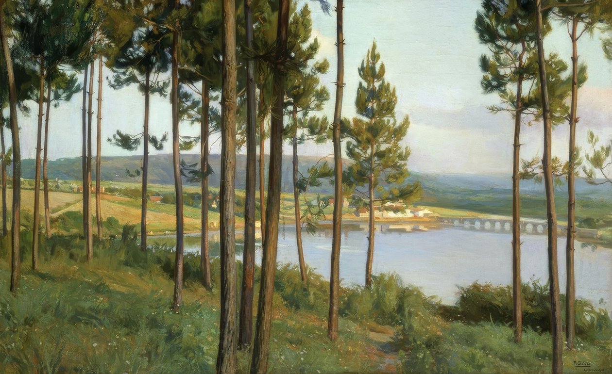 La Ria del Burgo, huile sur toile - Francisco Llorens Diaz