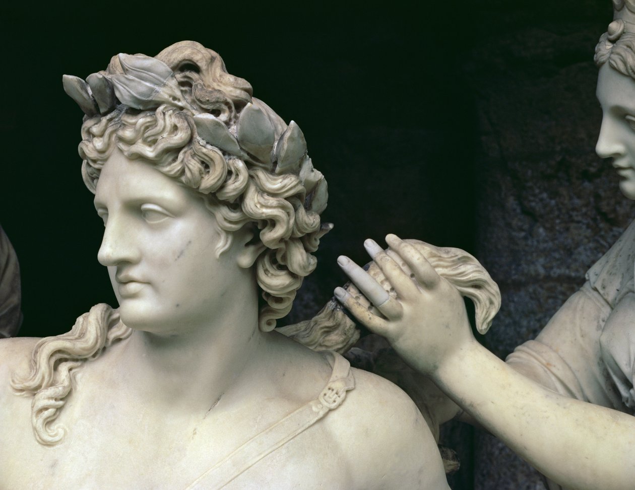 Apollon soigné par les nymphes (détail montrant la tête d