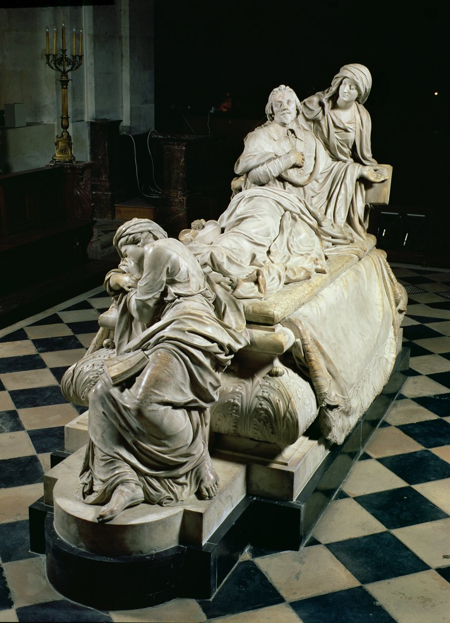 Monument funéraire à Armand-Jean du Plessis, Cardinal Richelieu, représentant le cardinal expirant dans les bras de la Piété, une statue pleurante de la Doctrine chrétienne à ses pieds, 1675-94 - Francois Girardon