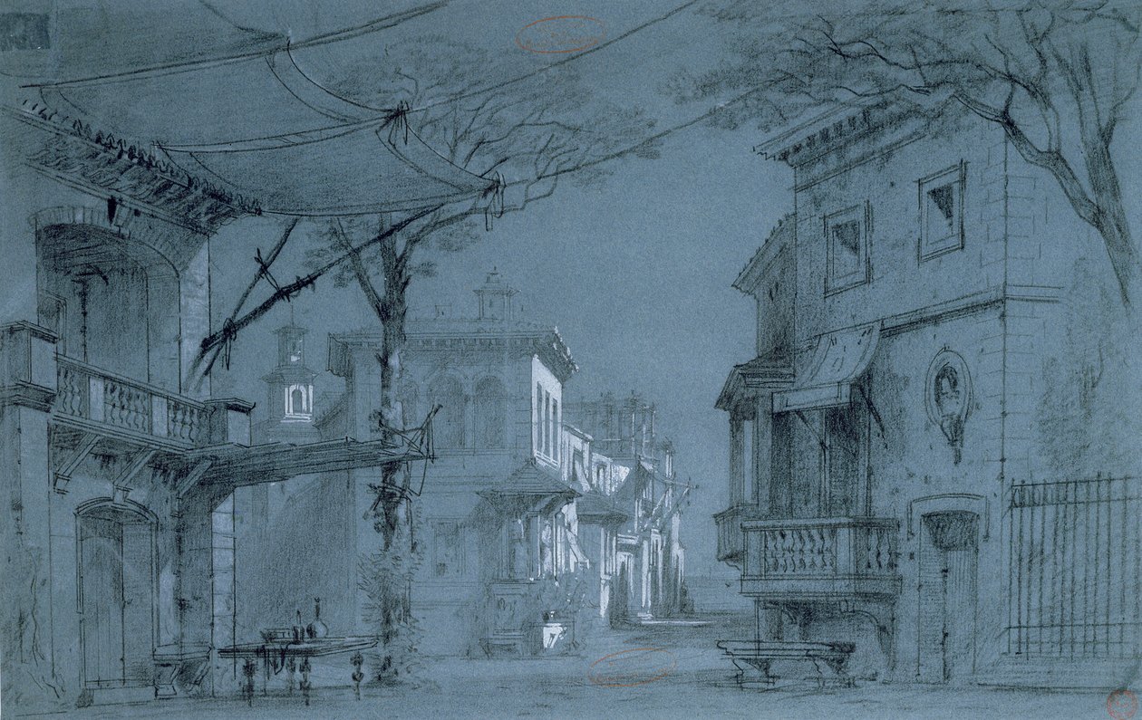Conception pour le décor de Les Caprices de Marianne par Alfred de Musset (1810-1857) - Francois J. and Rube, Auguste A. Nolau
