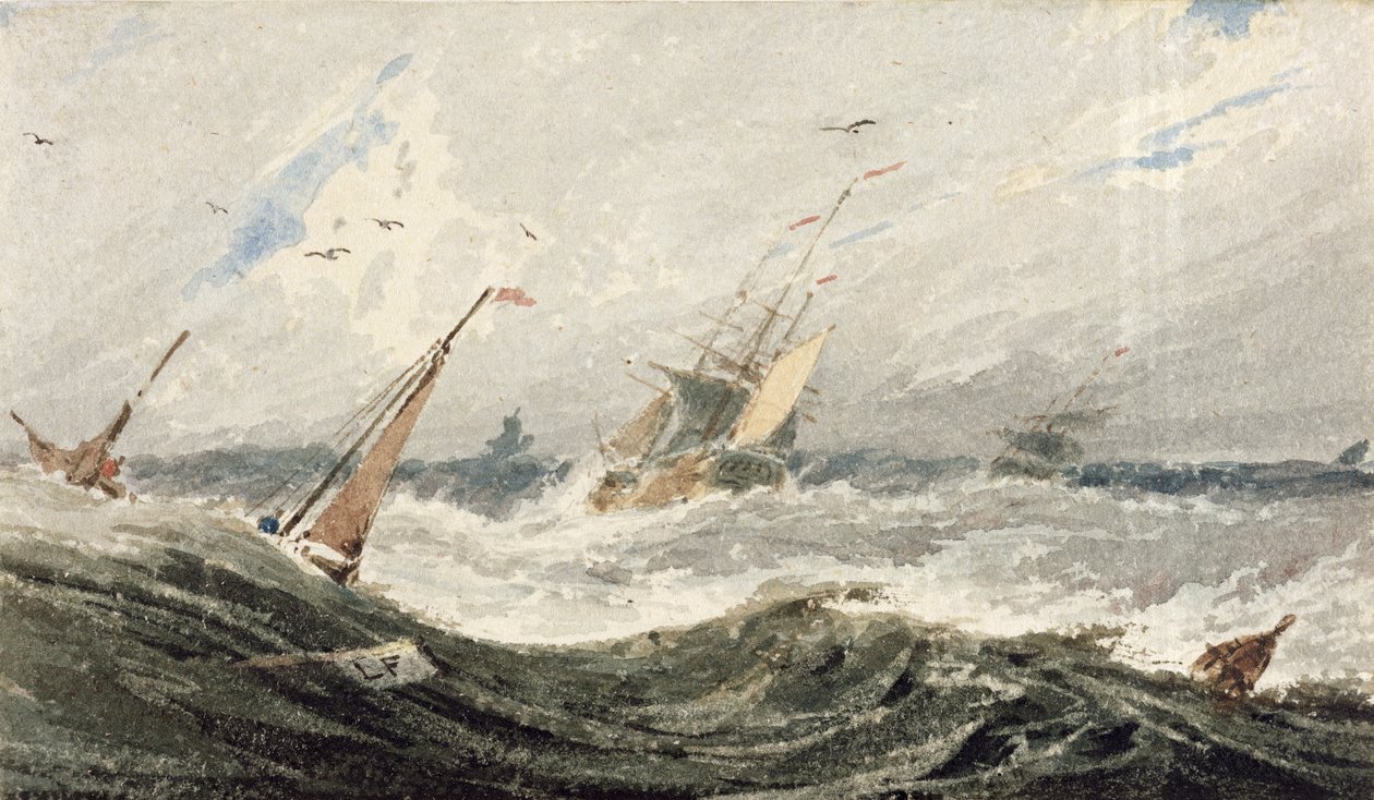 Bateaux sur une mer orageuse - Francois Louis Thomas Francia