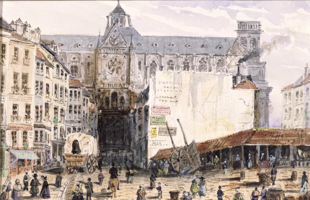 Vue de Saint-Eustache depuis la rue Montmartre, 1830 - Francois Louis Thomas Francia