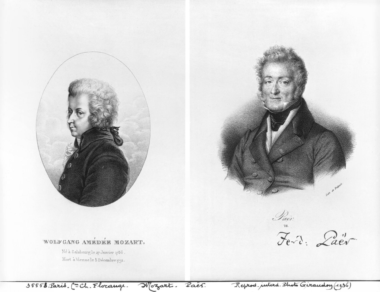 Wolfgang Amadeus Mozart (1756-91) et Ferdinando Paer (1771-1839) - Francois Seraphin Delpech