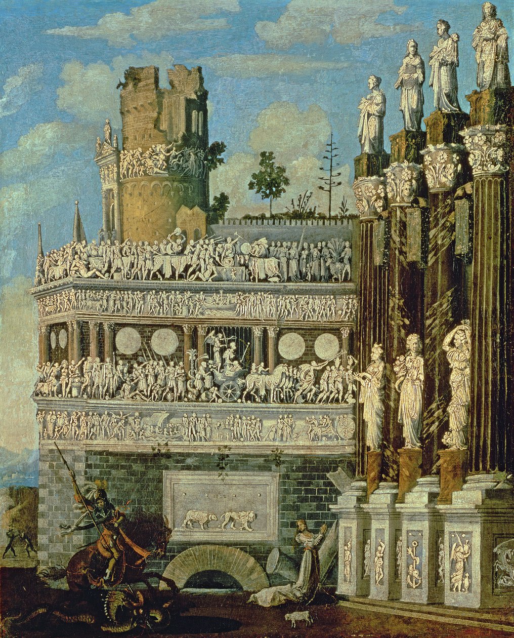 Architecture fantastique avec Saint Georges et le Dragon, 1622 - Francois de Nome