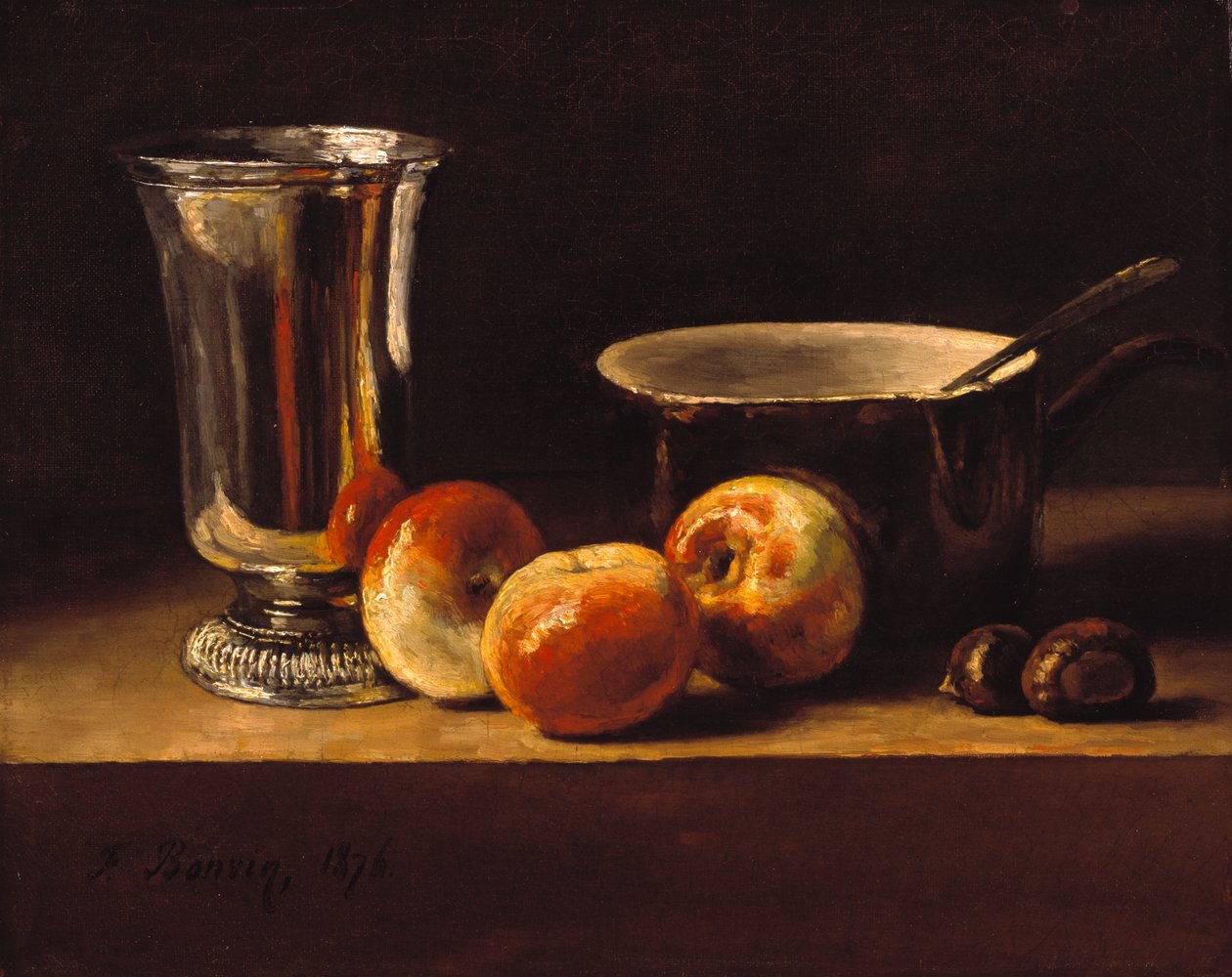 Nature morte avec pommes et gobelet en argent - François Bonvin