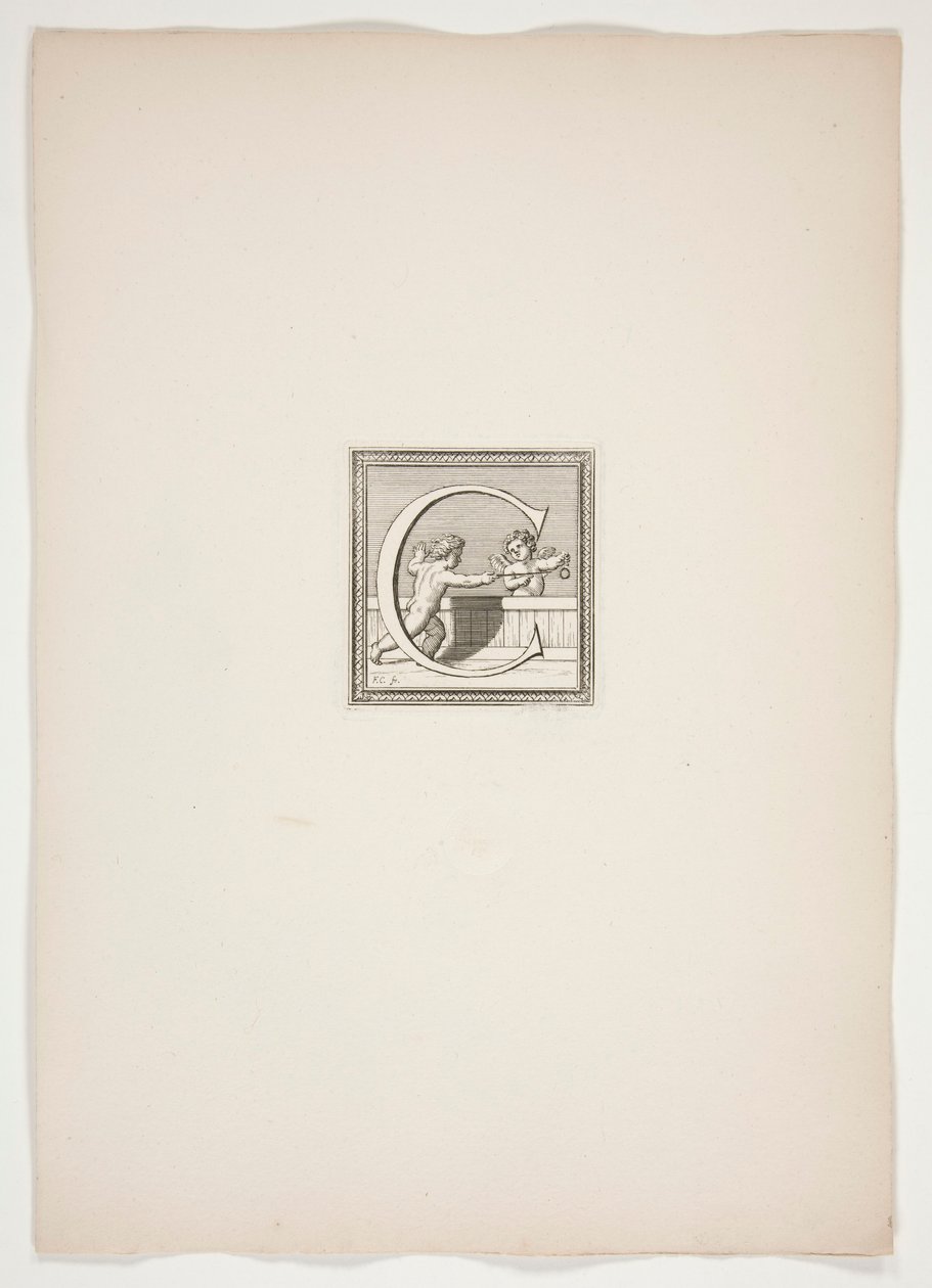 Monogramme C avec putti - Francois Chauveau