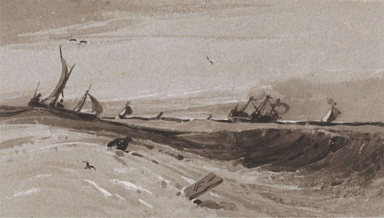 Mer orageuse, soirée - Francois Louis Thomas Francia