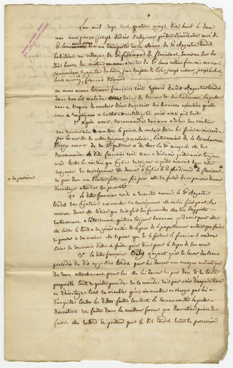 Laisse des biens à son mari, Augustin Trudel - Francoise Crely