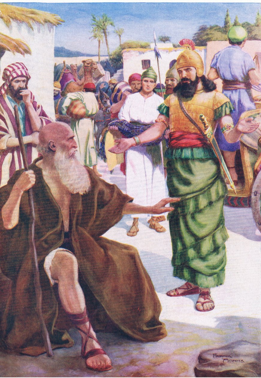 Naaman et Élisée, tiré de The Bible Picture Book publié par Thomas Nelson, vers 1950 - Frank Adams