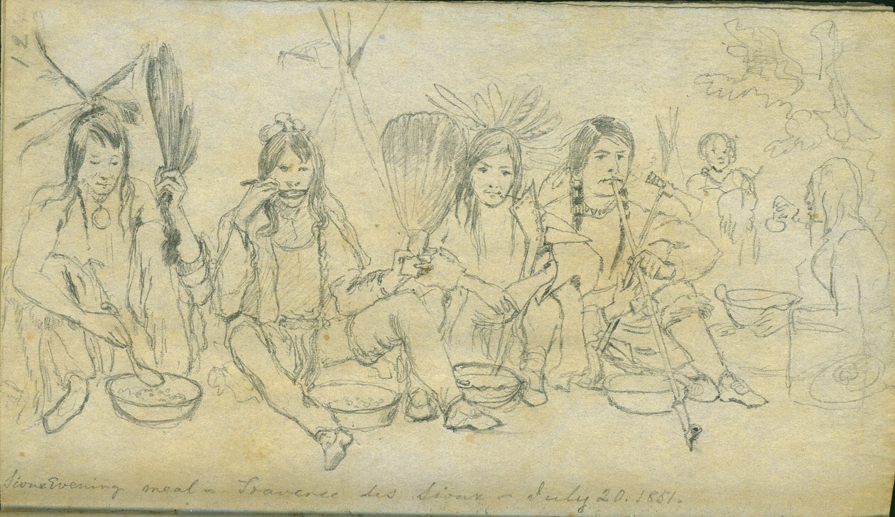 Repas du soir des Sioux, Traverse des Sioux, 20 juillet 1851 - Frank Blackwell Mayer