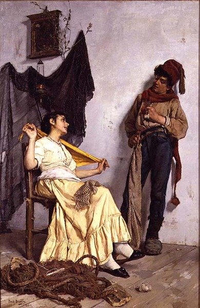 Tissage de filets de pêche - Frank Bramley