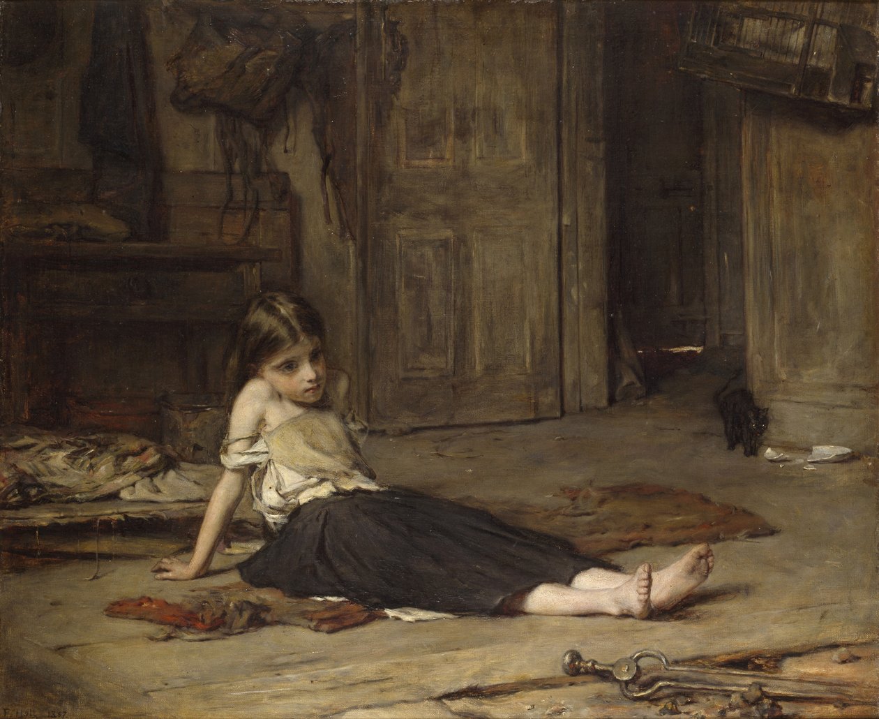 Fille au coin du feu, 1867 - Frank Holl