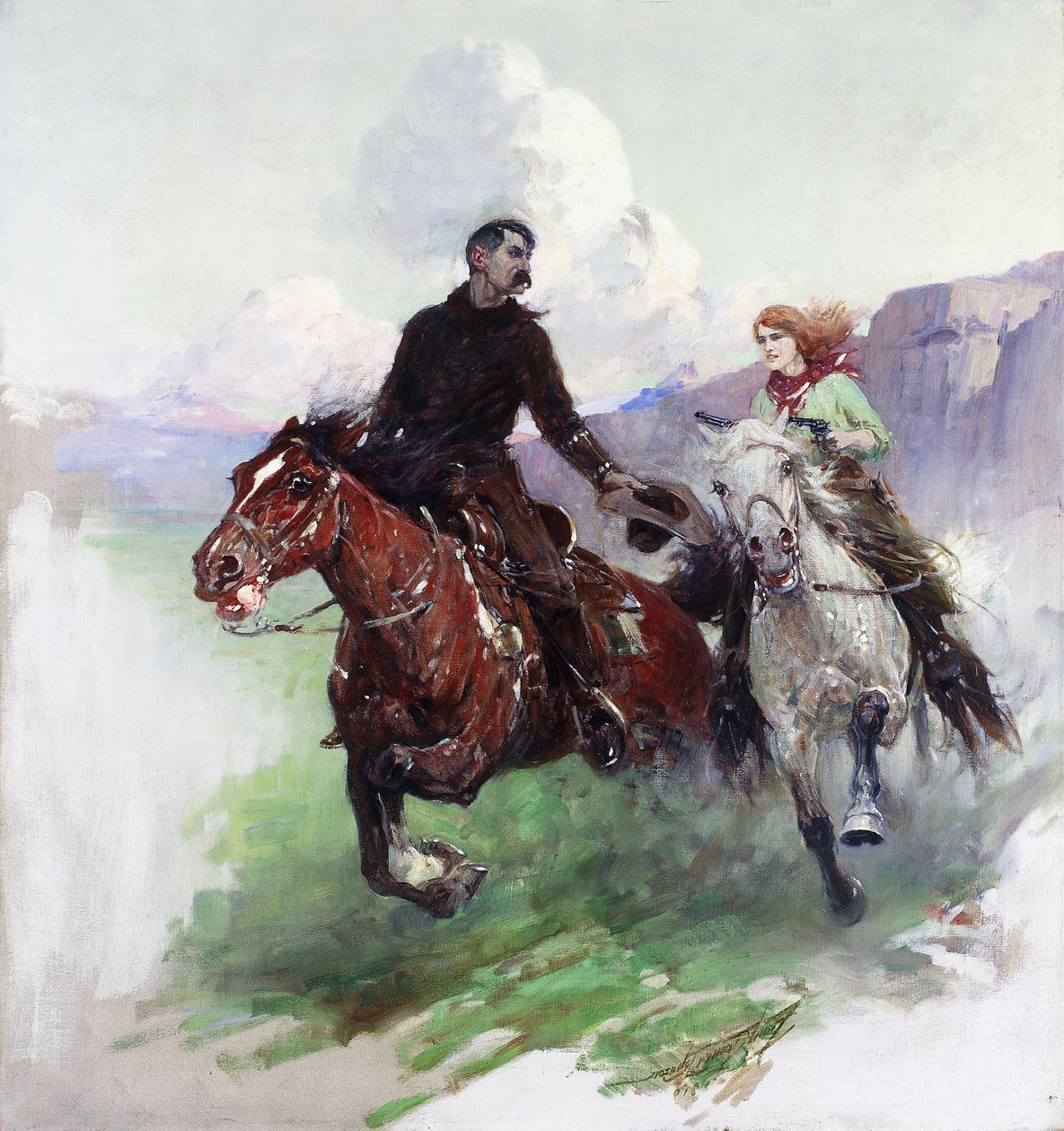 Course effrénée avec deux tireurs - Frank Tenney Johnson