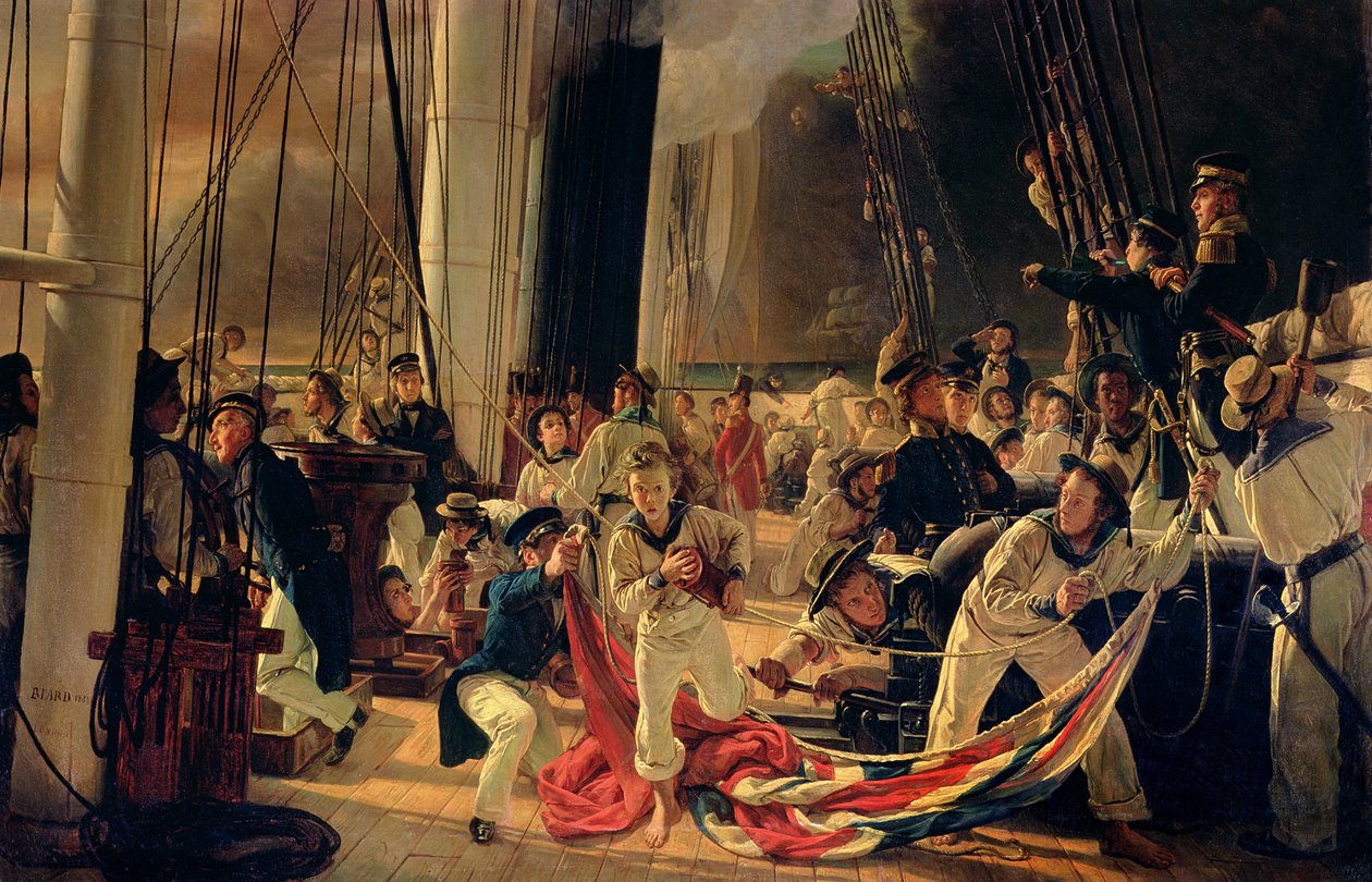 Sur le pont pendant une bataille navale, 1855 - François Auguste Biard
