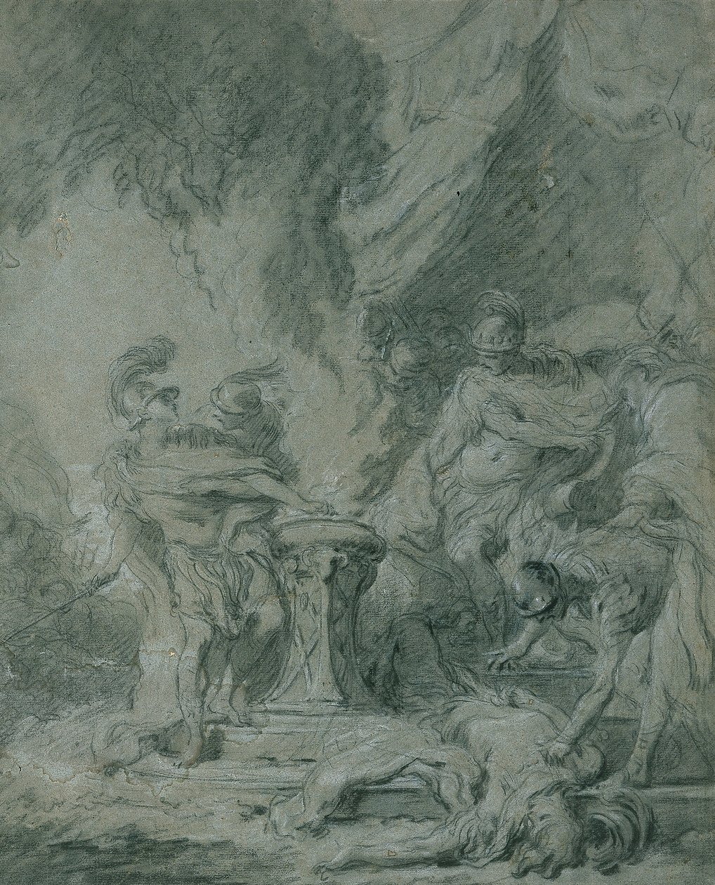 Mucius Scaevola mettant sa main dans le feu - François Boucher