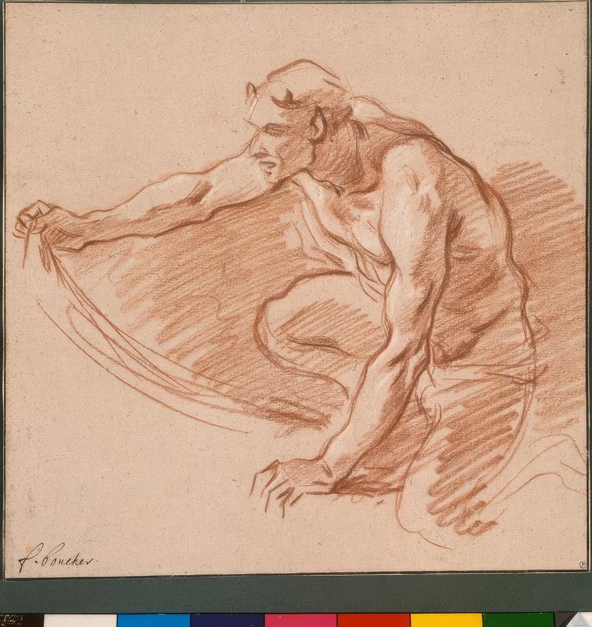 Satyre tenant une draperie - François Boucher