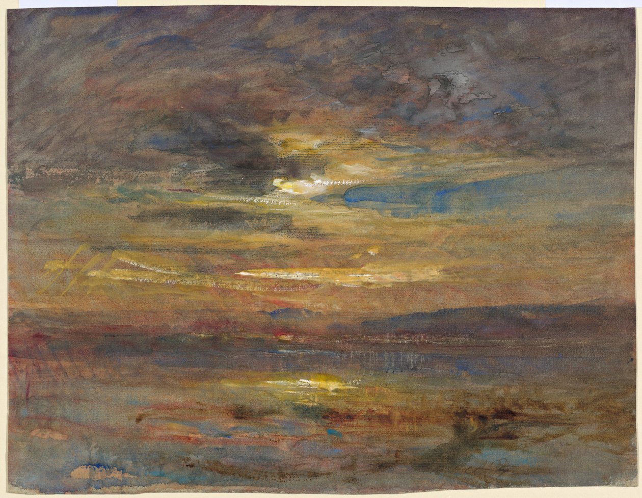Coucher de Soleil sur un Étang - François Auguste Ravier