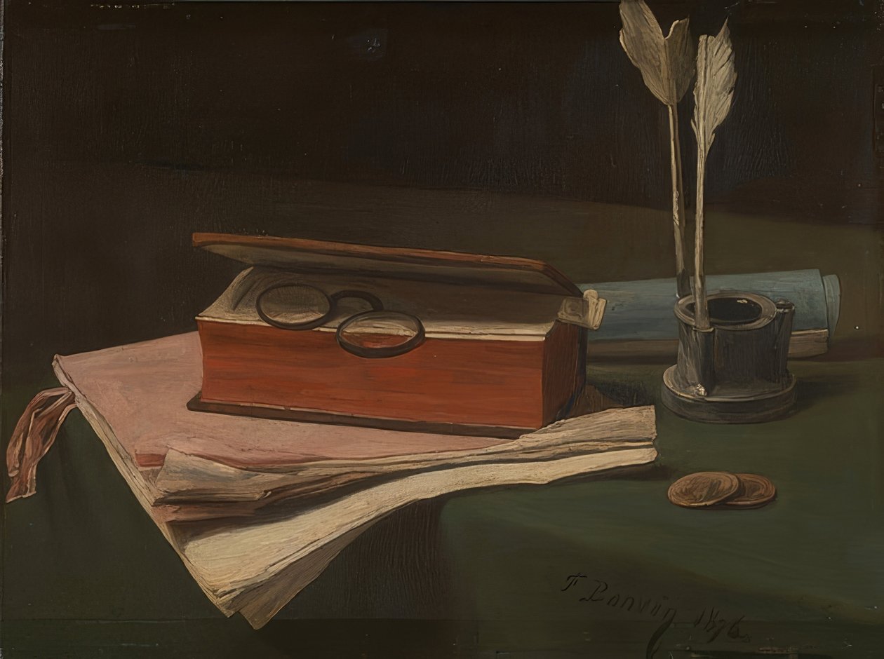 Nature morte avec livre, papiers et encrier, 1876 - François Bonvin