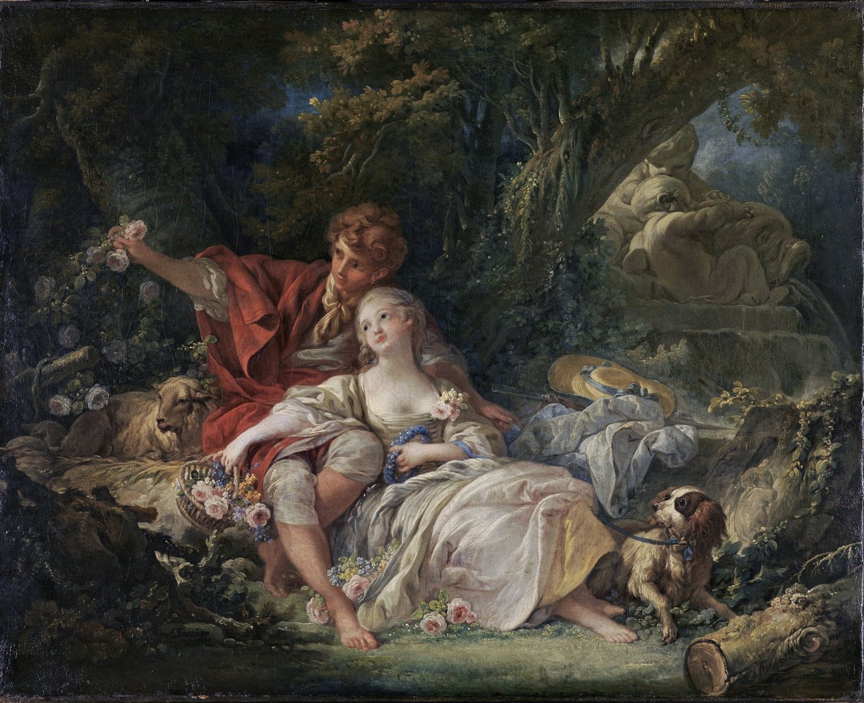 French : Berger et bergère Pastorale - François Boucher