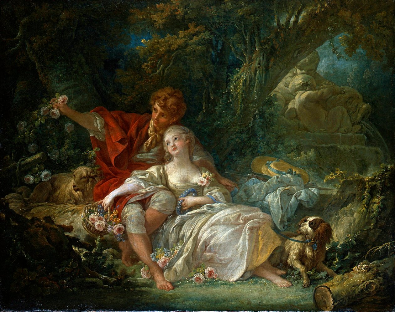 French : Berger et bergère Pastorale - François Boucher