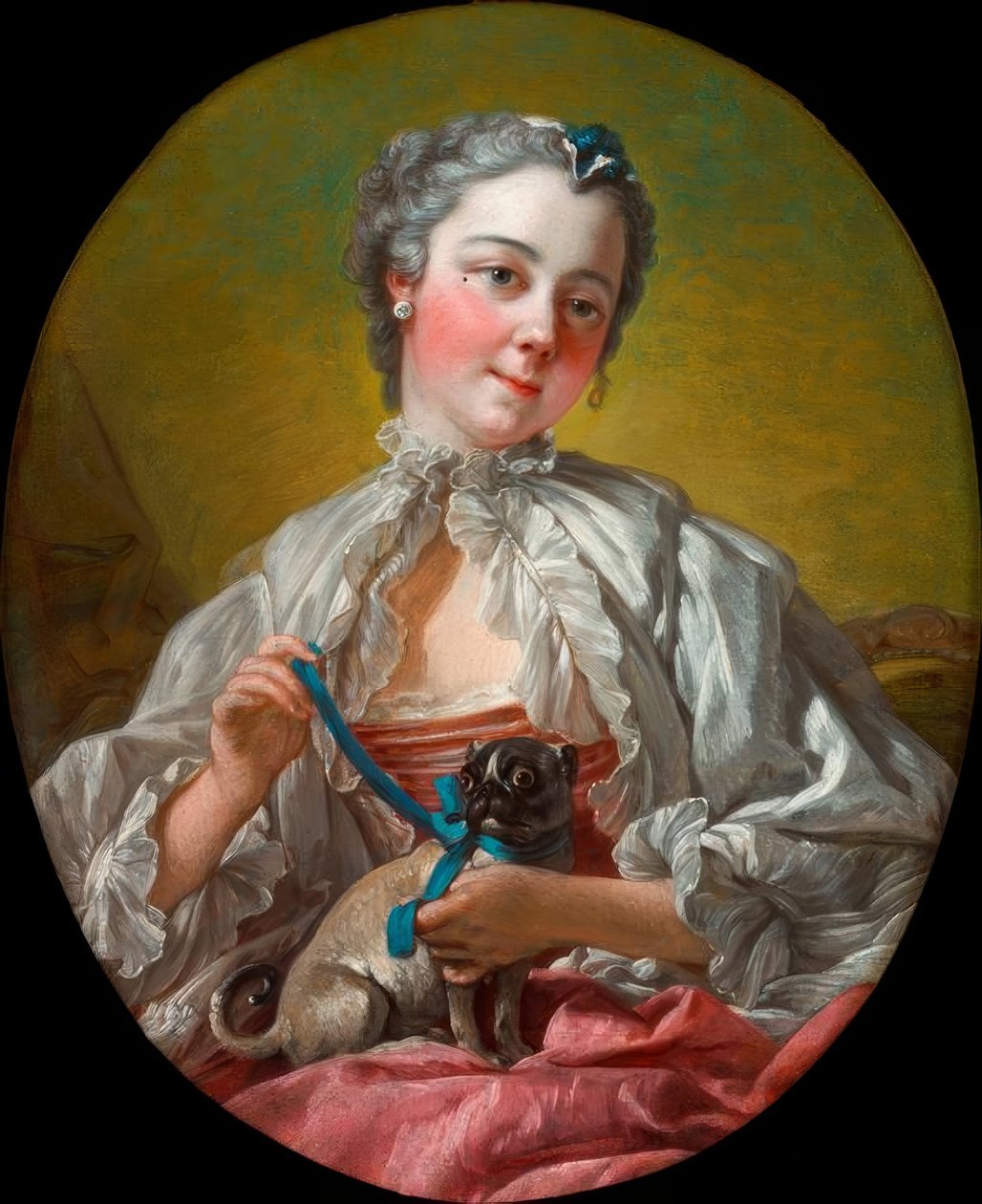 Jeune femme avec carlin - François Boucher