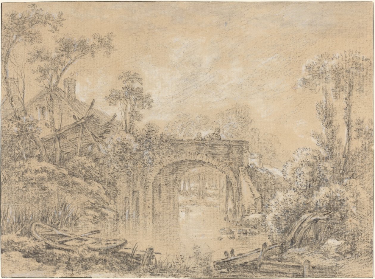 Paysage avec un pont rustique - François Boucher
