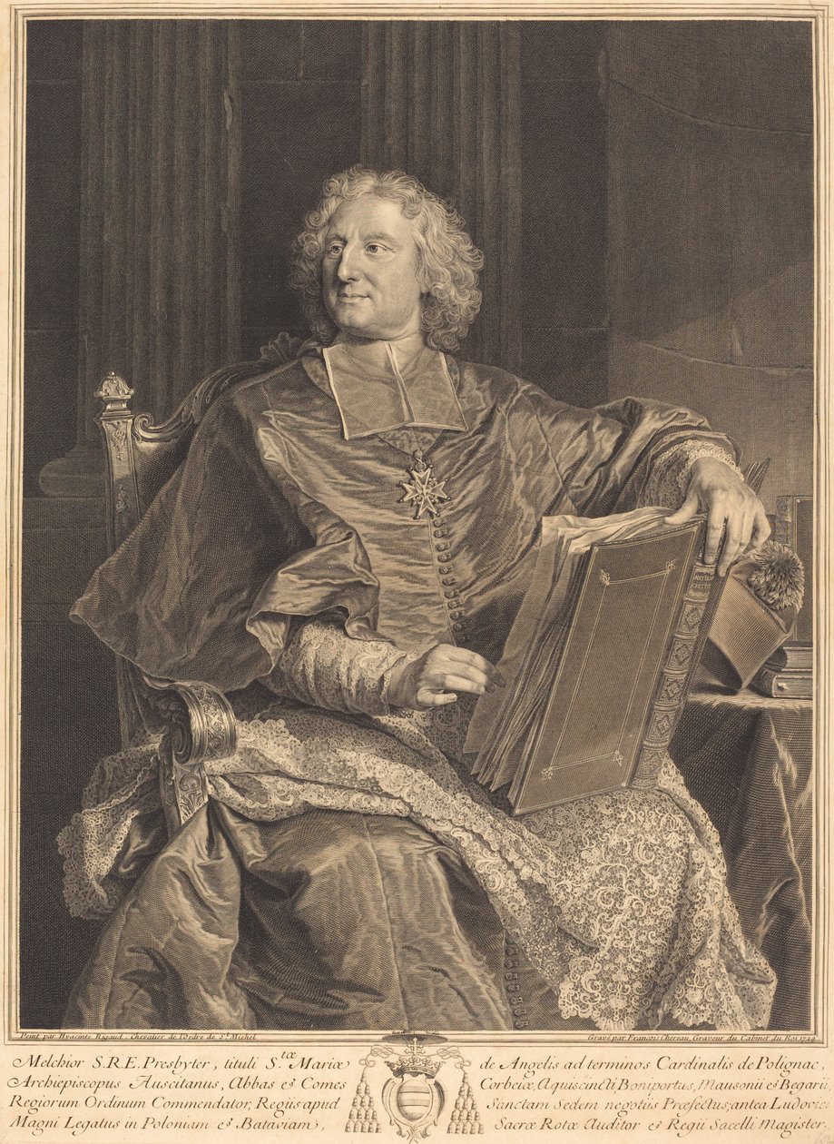 Cardinal de Polignac - François Chereau I after Hyacinthe Rigaud