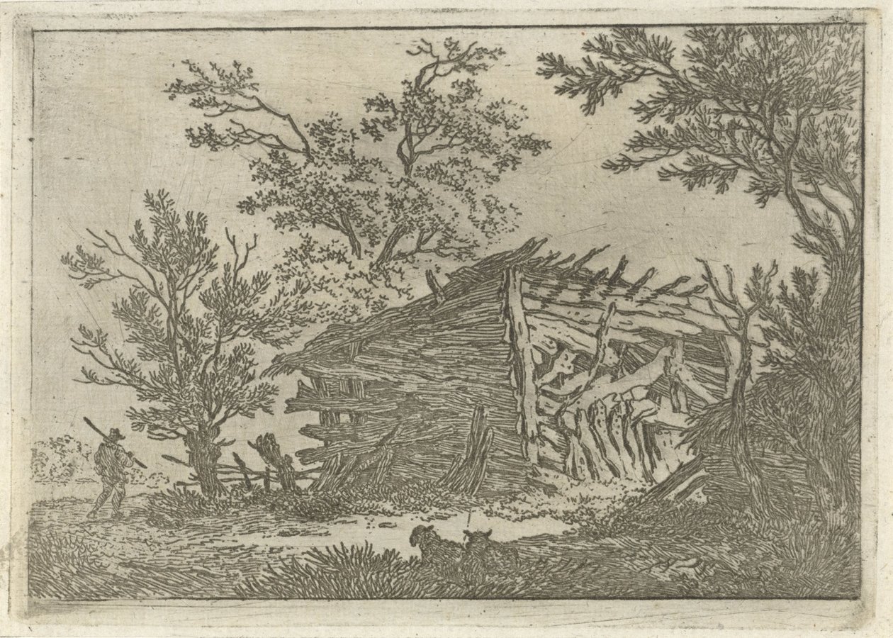 Paysage avec une grange délabrée - François Joseph Pfeiffer (II)