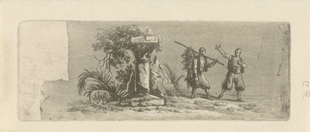 Paysage avec deux pêcheurs grecs - François Joseph Pfeiffer (II)