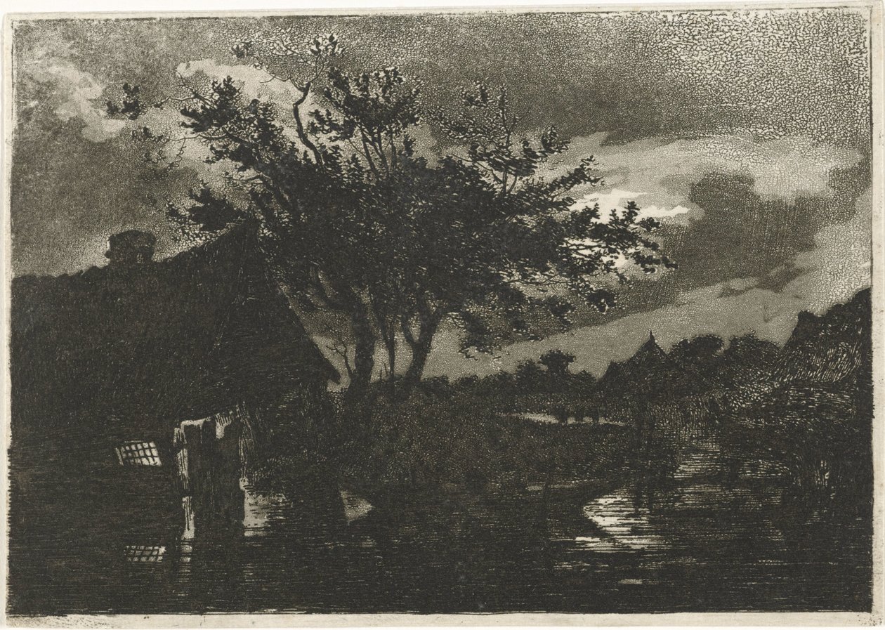 Paysage fluvial avec ferme - François Joseph Pfeiffer (II)