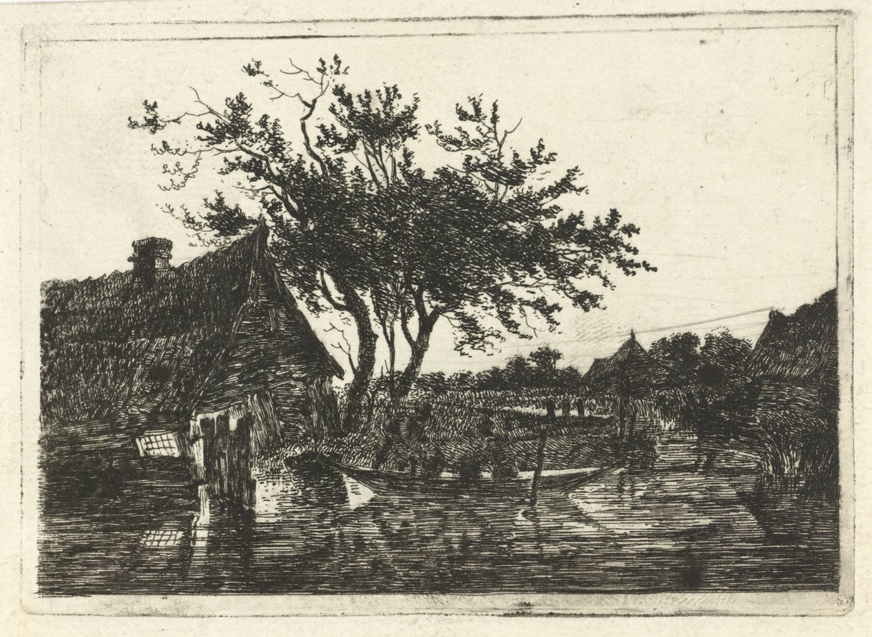 Paysage fluvial avec ferme - François Joseph Pfeiffer (II)