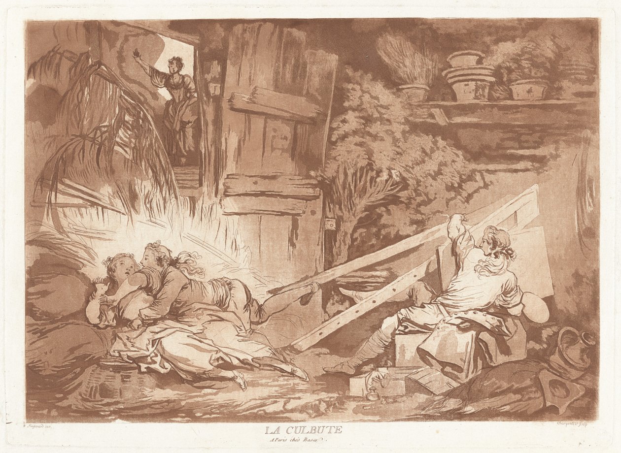La Culbute - François Philippe Charpentier after Jean Honoré Fragonard, published by Pierre François Basan