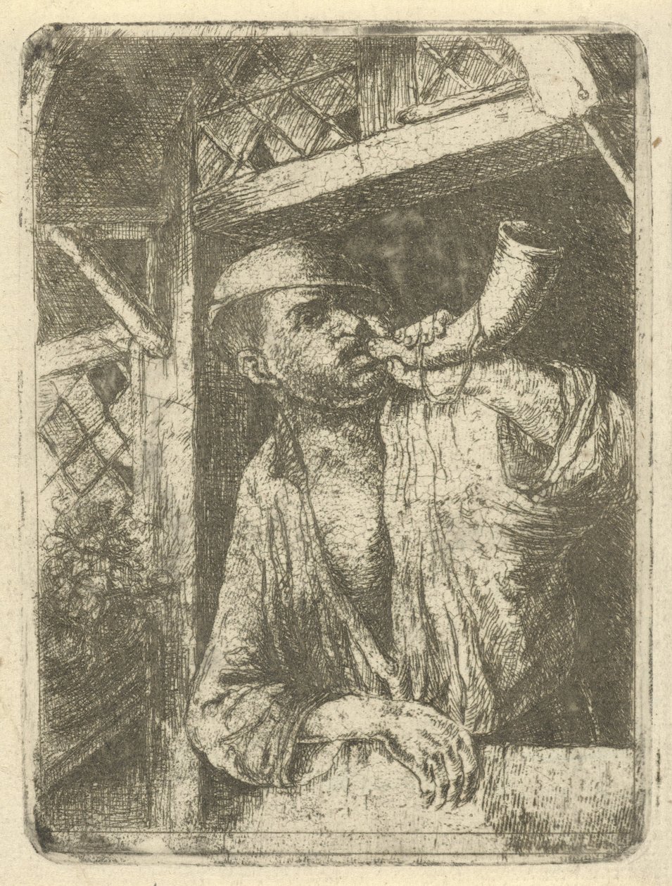 Boulanger soufflant dans une corne - François de Maleck
