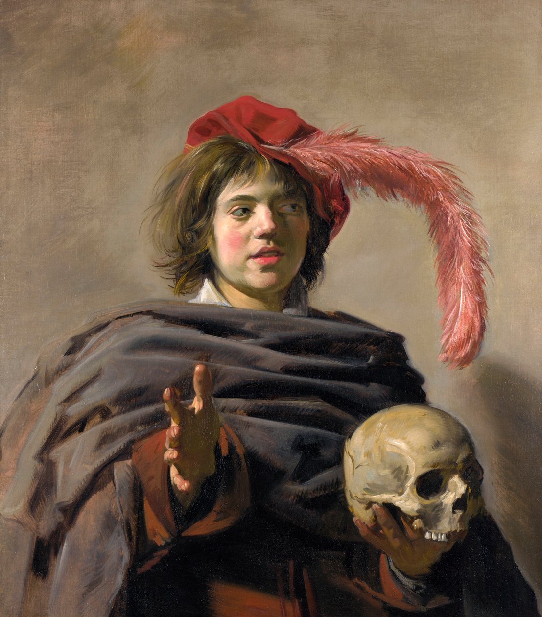 Jeune homme tenant un crâne Vanitas, 1627 - Frans Hals