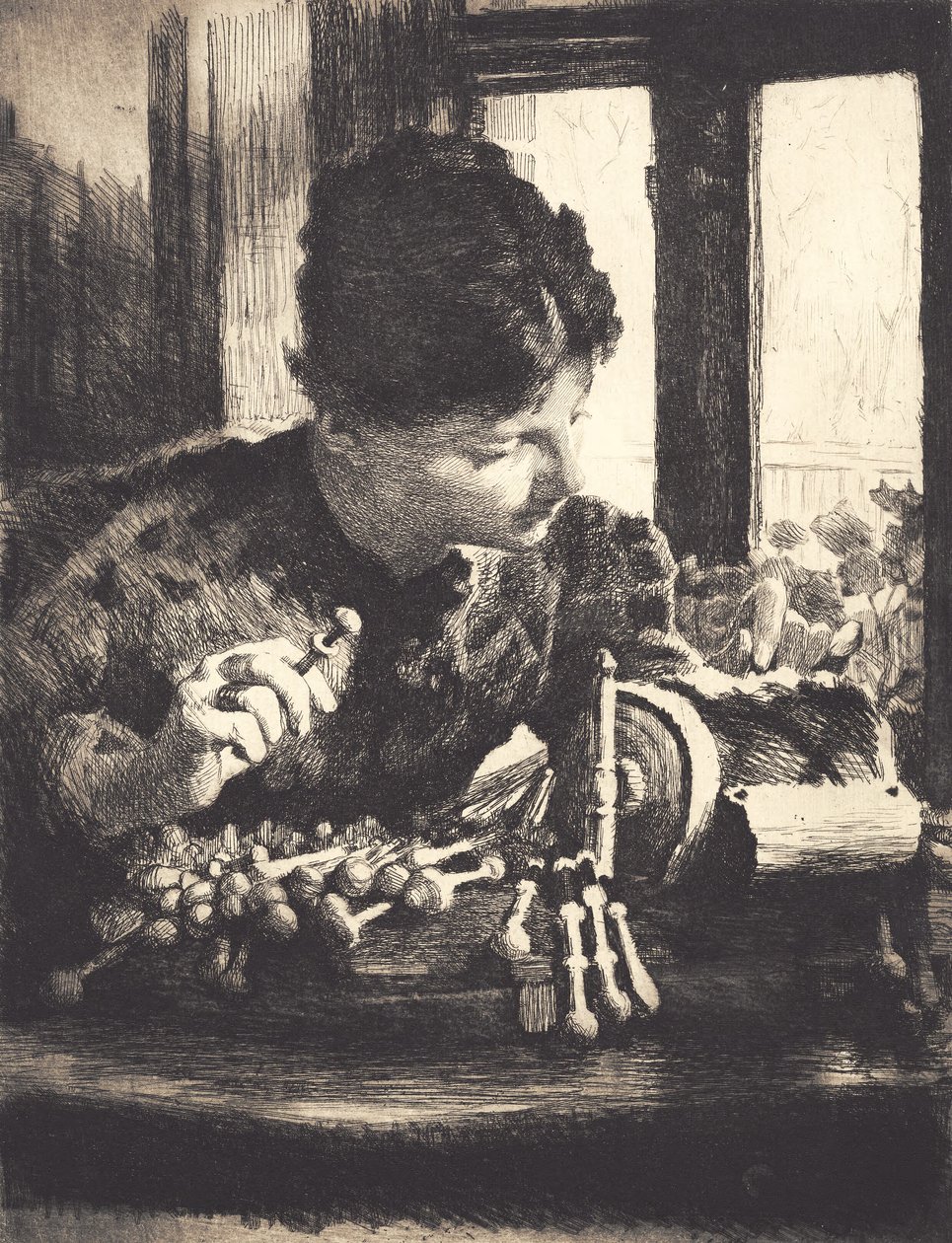 Dentellière à la fenêtre - Frans Schwartz