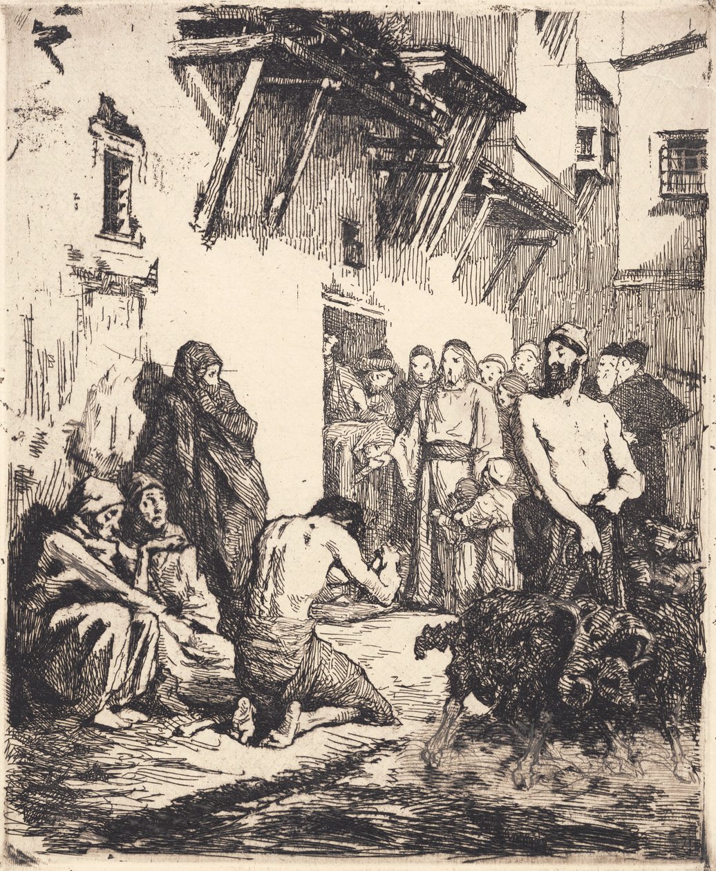 Le Christ guérit deux aveugles et un possédé - Frans Schwartz