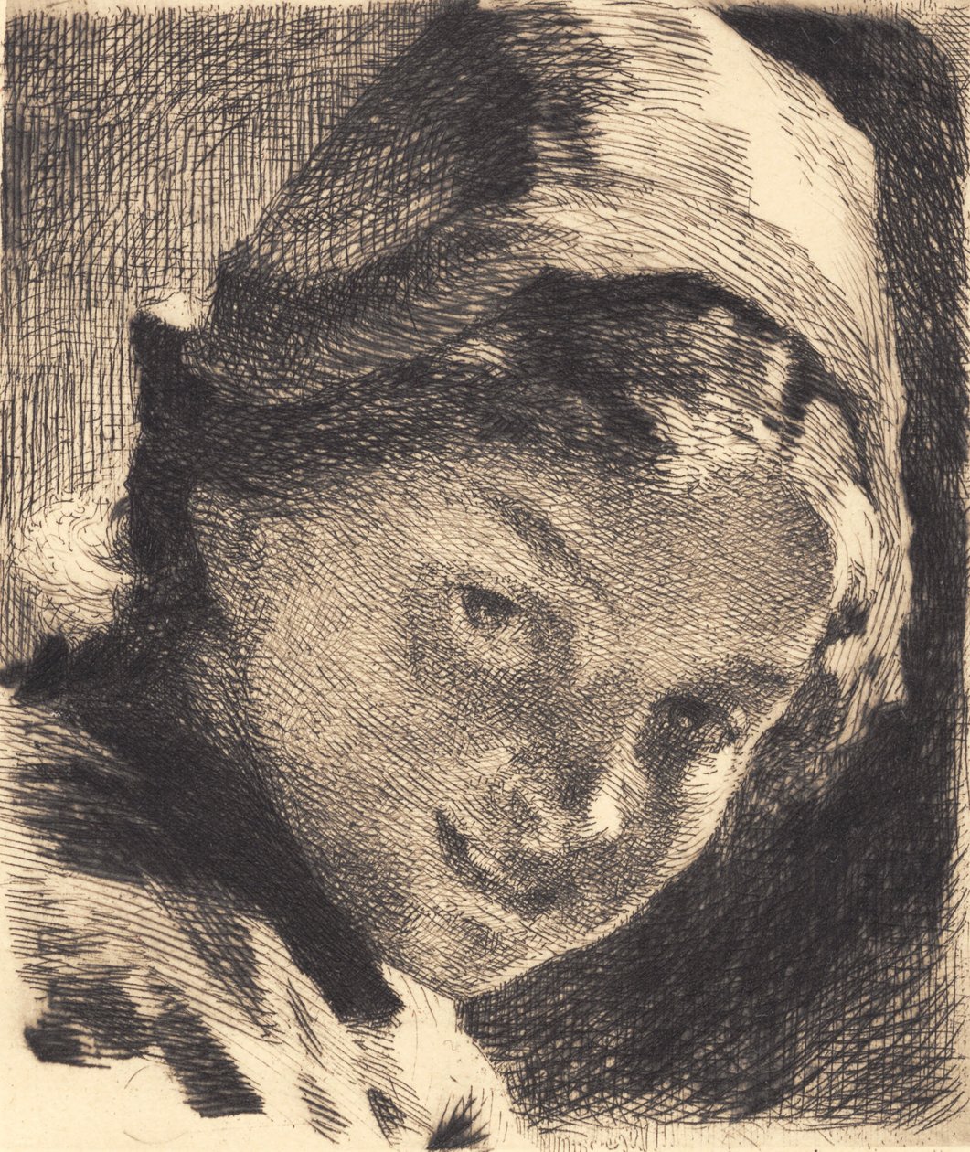 Fille souriante avec un bonnet - Frans Schwartz