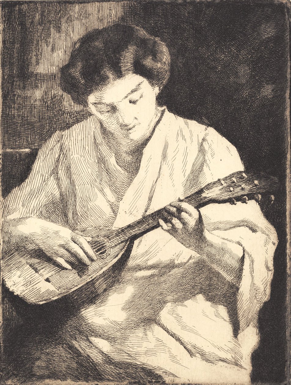 Dame jouant du mandoline - Frans Schwartz