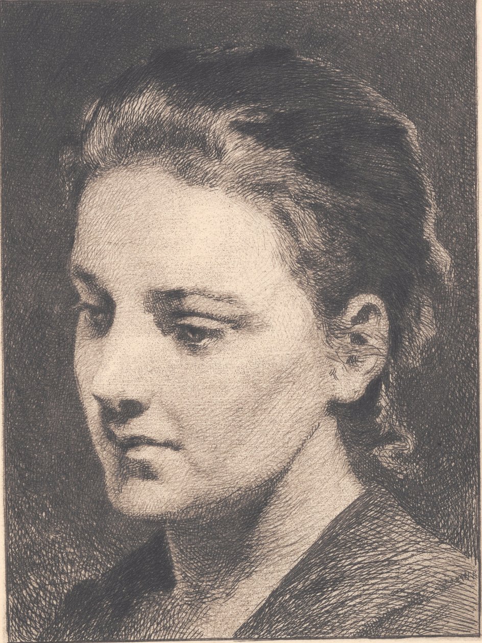 Jeune fille aux cheveux relevés, demi-profil - Frans Schwartz