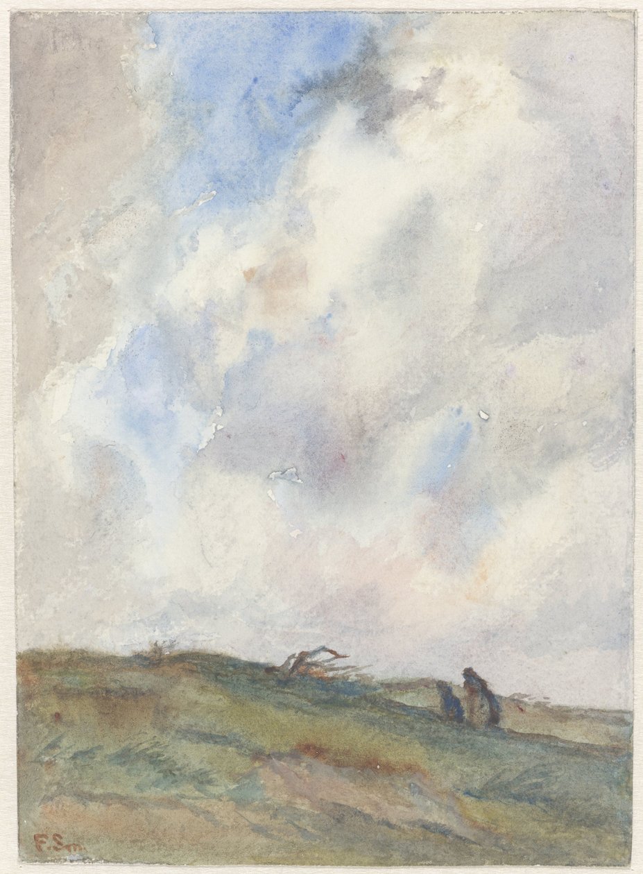 Paysage de dunes par tempête avec deux figures - Frans Alexander Evert Lodewijk Smissaert