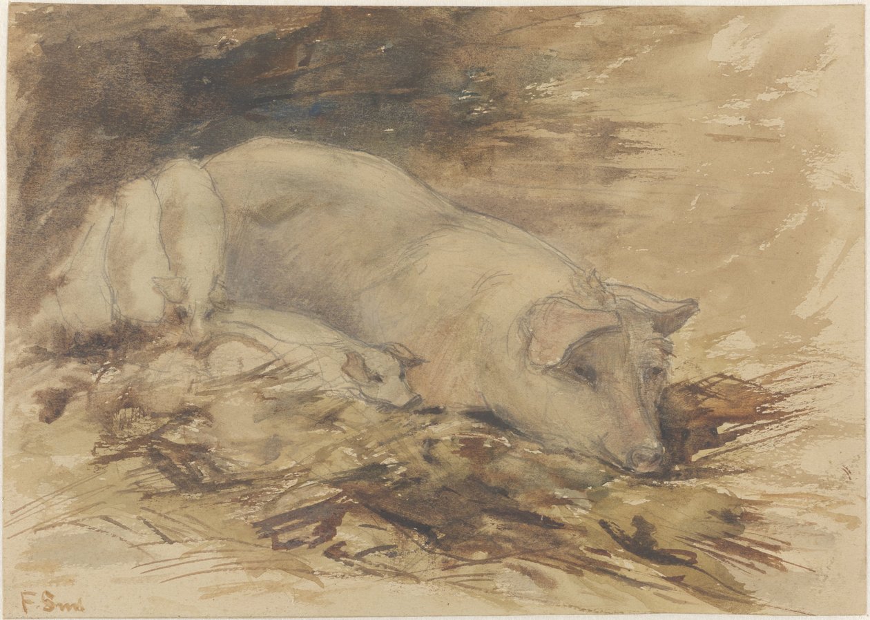 Truie avec porcelets - Frans Alexander Evert Lodewijk Smissaert