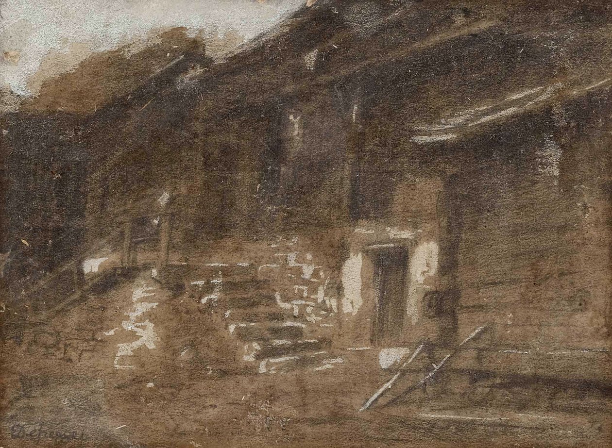 Cour arrière avec escalier - Franz Defregger