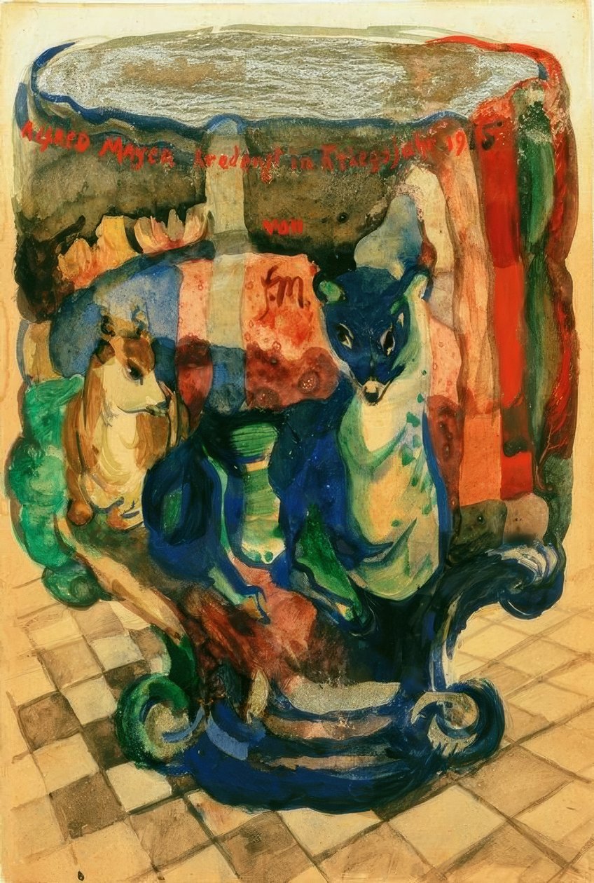 Coupe avec renard et chevreuil - Franz Marc