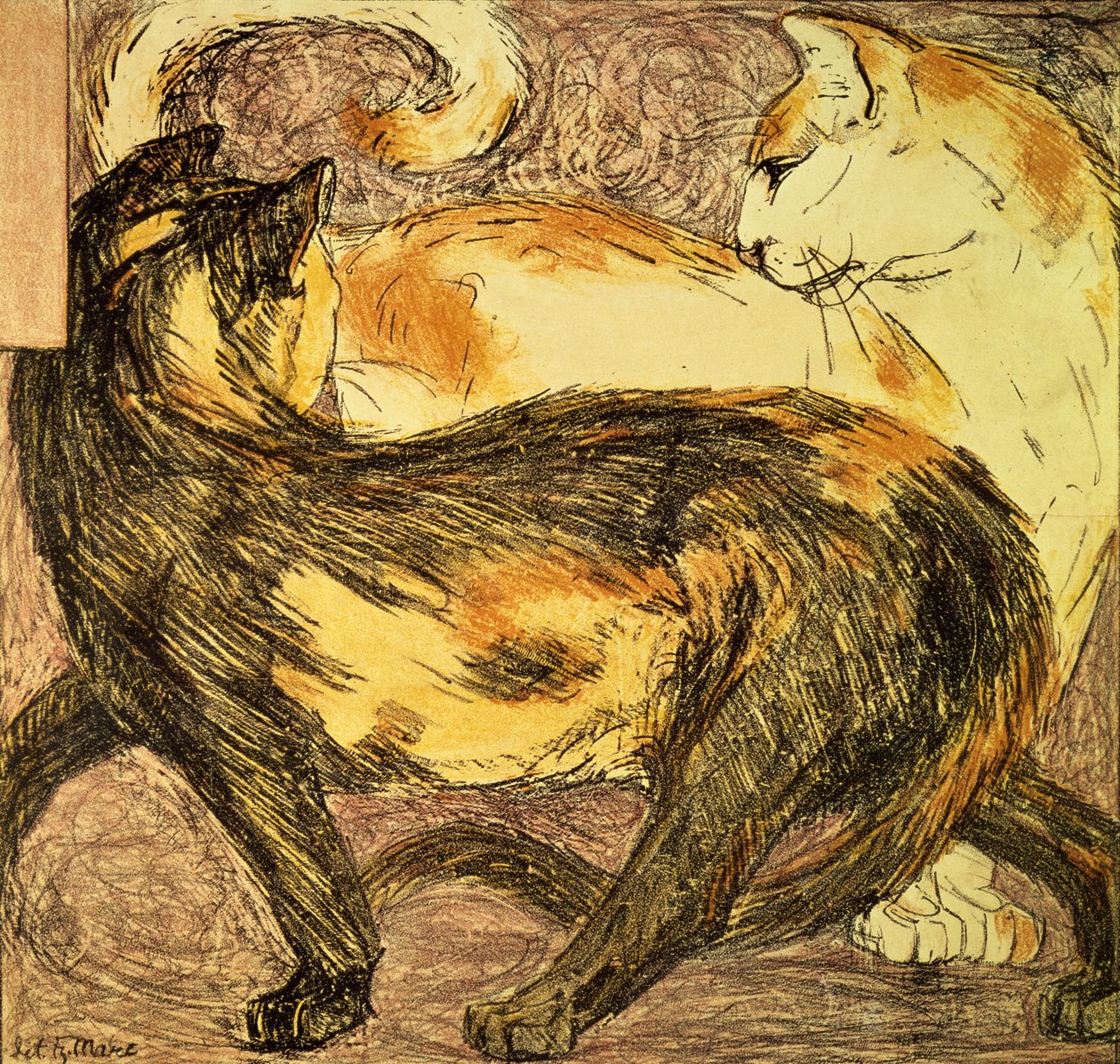 Deux Chats (esquisse) - Franz Marc