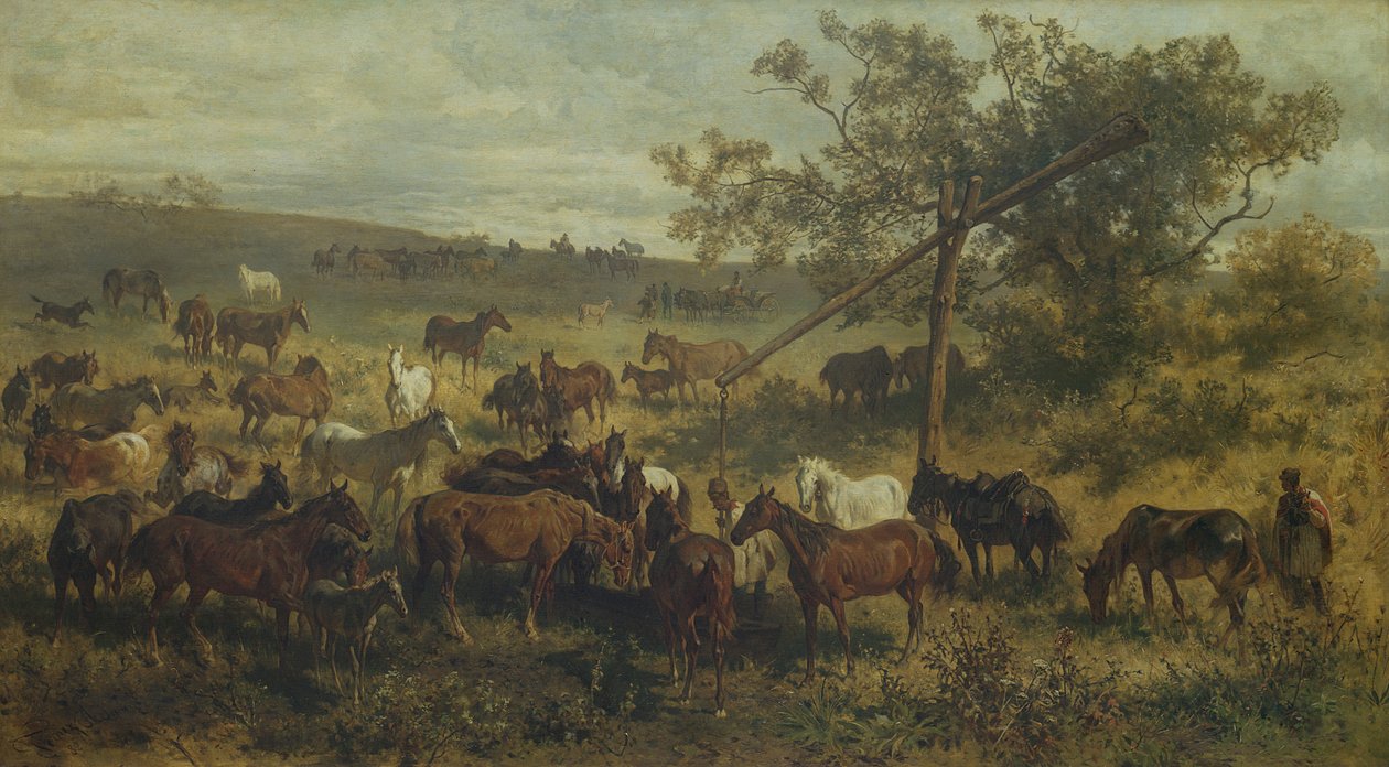 Chevaux à une auge - Franz Adam