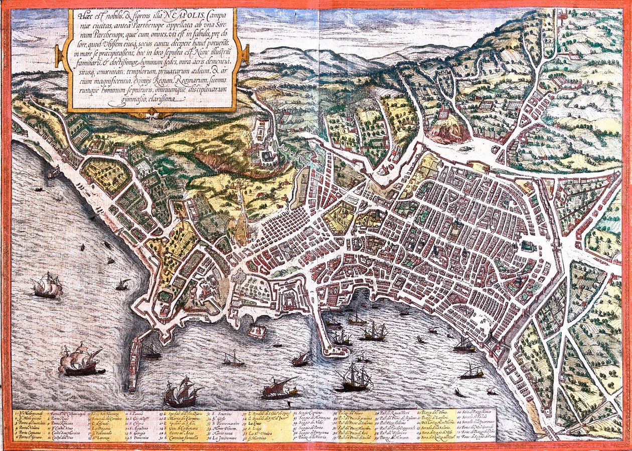 Plan de Naples (Neapolis), Italie - Franz Hogenberg