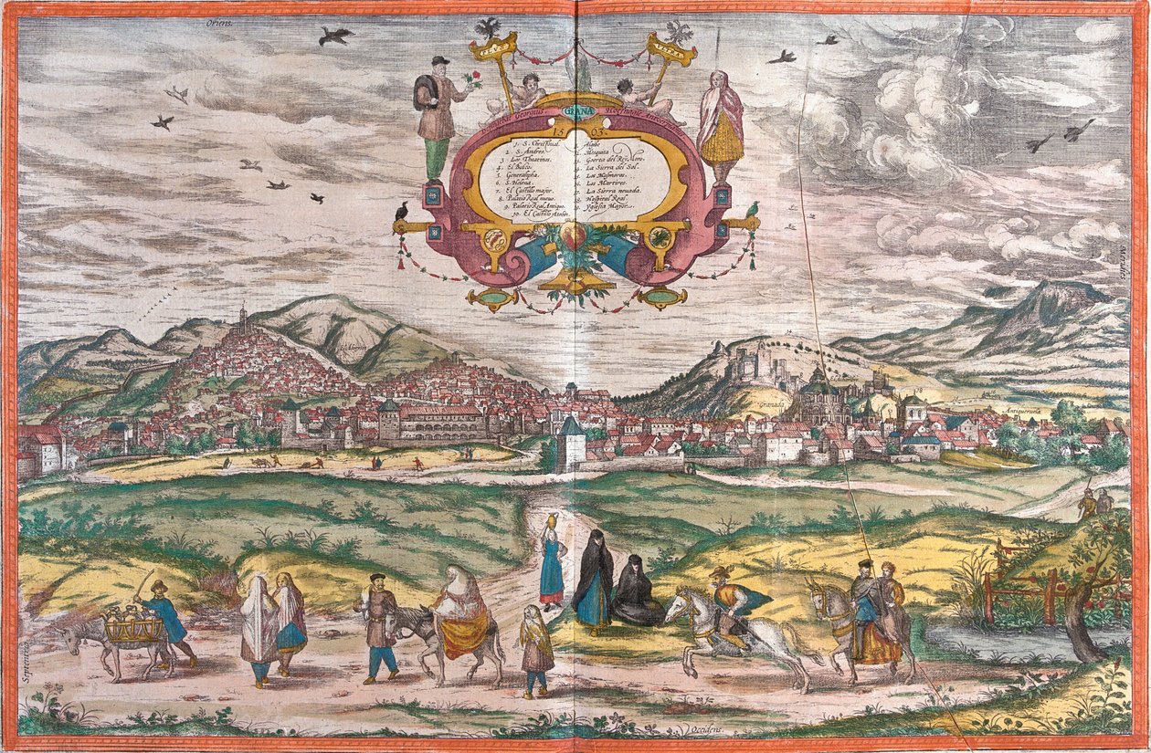Vue de Grenade, Espagne (eau-forte) - Franz Hogenberg