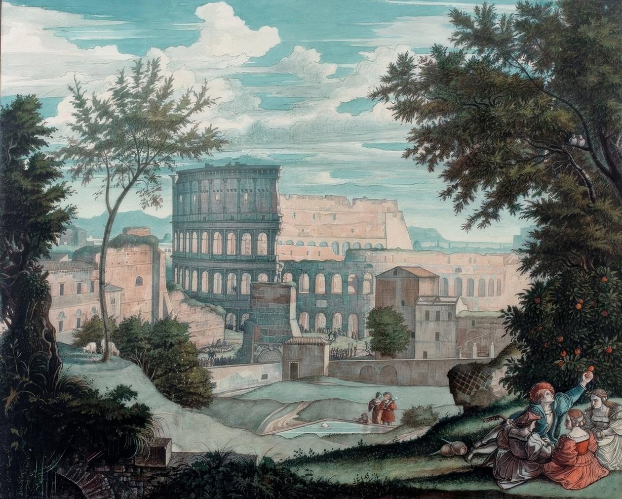 Le Colisée avec des figures romantiques - Franz Horny
