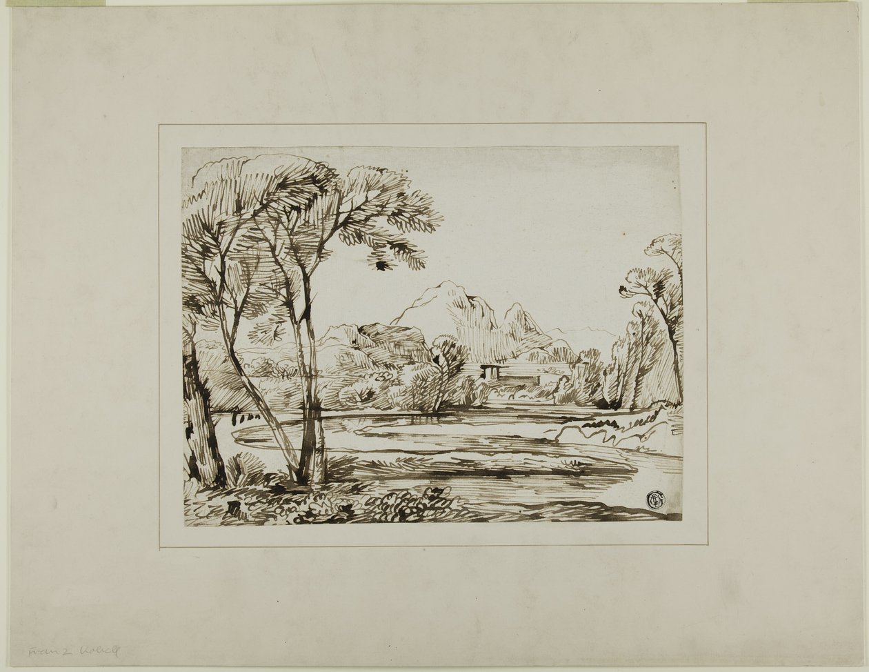 Paysage avec rivière et collines lointaines - Franz Kobell