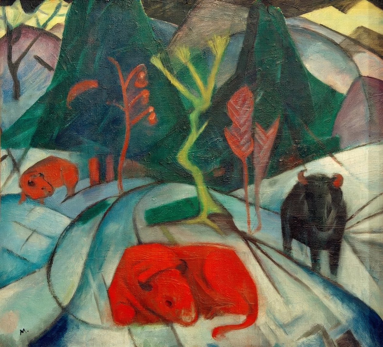 Bison en hiver (Bison rouge) - Franz Marc